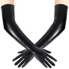 image:imageBABEYOND Long Gloves for Women  Shiny Metallic Wet Look Elbow Length Stretchy Halloween CostumesBlack
