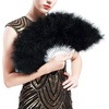 image:imageBABEYOND Marabou Feather Fan 22s Vintage Folding Fan Flapper Hand Fan for Costume Dancing Show Tea Party Wedding DecorationBlack