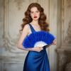 image:imageBABEYOND Marabou Feather Fan 22s Vintage Folding Fan Flapper Hand Fan for Costume Dancing Show Tea Party Wedding DecorationBlue