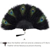 image:imageBABEYOND Marabou Feather Fan 22s Vintage Folding Fan Flapper Hand Fan for Costume Dancing Show Tea Party Wedding DecorationZblackpeacockblack Rib