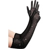 image:imageBABEYOND Mesh Gloves for Women  Long Rhinestone Tulle Sheer Sparkly Elbow Length Stretchy Accessory for Opera PartyBlack