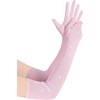 image:imageBABEYOND Mesh Gloves for Women  Long Rhinestone Tulle Sheer Sparkly Elbow Length Stretchy Accessory for Opera PartyPink