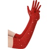 image:imageBABEYOND Mesh Gloves for Women  Long Rhinestone Tulle Sheer Sparkly Elbow Length Stretchy Accessory for Opera PartyRed
