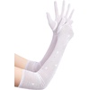 image:imageBABEYOND Mesh Gloves for Women  Long Rhinestone Tulle Sheer Sparkly Elbow Length Stretchy Accessory for Opera PartyWhite