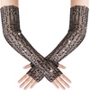 image:imageBABEYOND Opera Gloves for Women  Long Fingerless Sequin Sparkling Glitter Gloves Tea Party Stretchy Adult Size Elbow LengthBlack