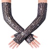 image:imageBABEYOND Opera Gloves for Women  Long Fingerless Sequin Sparkling Glitter Gloves Tea Party Stretchy Adult Size Elbow LengthNavy Blue