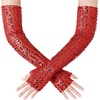 image:imageBABEYOND Opera Gloves for Women  Long Fingerless Sequin Sparkling Glitter Gloves Tea Party Stretchy Adult Size Elbow LengthRed