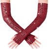 image:imageBABEYOND Opera Gloves for Women  Long Fingerless Sequin Sparkling Glitter Gloves Tea Party Stretchy Adult Size Elbow LengthWine Red