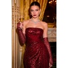 image:imageBABEYOND Opera Gloves for Women  Long Fingerless Sequin Sparkling Glitter Gloves Tea Party Stretchy Adult Size Elbow LengthWine Red