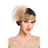 image:imageBABEYOND 1920s Feather Flapper Headpiece  Gatsby Beaded Sequin Headband Roaring 20s Accessories for WomenGreenChampagne