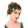image:imageBABEYOND 1920s Feather Headpiece Flapper  Great Gatsby Vintage Hair Accessory Handmade Womens Headband for Costume PartyOlive Green