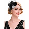 image:imageBABEYOND 1920s Flapper Feather Headpiece Great Gatsby Rhinestone Headband with Hair Clip Vintage Art Deco Party AccessoryBlack