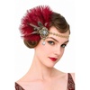 image:imageBABEYOND 1920s Flapper Feather Headpiece for Women Great Gatsby Rhinestone Elastic Headband Handmade Vintage Hair AccessoryBlackWine Red