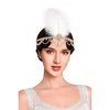 image:imageBABEYOND 1920s Flapper Headband Vintage Feather Hairpiece with Rhinestones Roaring 20s Gatsby Headpiece for WomenGoldGold