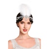 image:imageBABEYOND 1920s Flapper Headband Vintage Feather Hairpiece with Rhinestones Roaring 20s Gatsby Headpiece for WomenGoldSilver