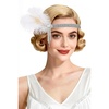 image:imageBABEYOND 1920s Flapper Headband for Women Peacock Feather Rhinestone Gatsby Headpiece Vintage Great Gatsby Costume Accessory GreenBeige