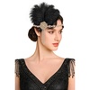 image:imageBABEYOND 1920s Flapper Headpiece Feather Headband with Rhinestones Tassels Roaring 20s Gatsby Costume AccessoryBlack