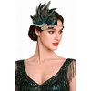 image:imageBABEYOND 1920s Vintage Peacock Feather Headband with Rhinestones Roaring 20s Gatsby Inspired Headpiece for Retro HairstylesGreenGreen