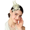 image:imageBABEYOND Fascinator Hair Clip for Women  Tea Party Kentucky Elegant Chic Mesh Feather Flower Bridal Wedding HeadpieceBeige