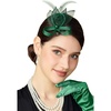 image:imageBABEYOND Fascinator Hair Clip for Women  Tea Party Kentucky Elegant Chic Mesh Feather Flower Bridal Wedding HeadpieceGreen