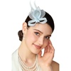 image:imageBABEYOND Fascinator Hair Clip for Women  Tea Party Kentucky Elegant Chic Mesh Feather Flower Bridal Wedding HeadpieceLight Blue