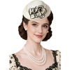 image:imageBABEYOND Fascinators Hats for Women  British Tea Party Kentucky Fascinator Derby Flower Pillbox Hat for Bridal WeddingWhite