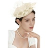 image:imageBABEYOND Fascinators Hats for Women  Tea Party 2026 Kentucky Fascinator Pillbox Derby Hat Sinamay Headband with Hair ClipBeige