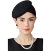 image:imageBABEYOND Fascinators Hats for Women  Tea Party British Felt Derby Ladies Church 1950s Pillbox Hat for Bridal Wedding PartyBlack
