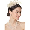 image:imageBABEYOND Fascinators Hats for Women  Tea Party Hat Kentucky Elegant Tulle Feather Ribbon Bridal Wedding Derby HeadbandChampagne