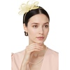 image:imageBABEYOND Fascinators Hats for Women  Tea Party Hats Kentucky Elegant Tulle Feather Bridal Wedding Ribbon Headband Hair ClipBeige