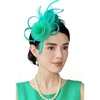 image:imageBABEYOND Fascinators Hats for Women  Tea Party Hats Kentucky Elegant Tulle Mesh Feather Bridal Wedding Headband Hair ClipTeal
