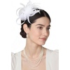 image:imageBABEYOND Fascinators Hats for Women  Tea Party Hats Kentucky Elegant Tulle Mesh Feather Bridal Wedding Headband Hair ClipWhite