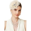 image:imageBABEYOND Fascinators Hats for Women  Tea Party Kentucky Fascinator Derby Knot Tulle Pillbox Church Hat for Bridal WeddingBeige
