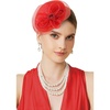 image:imageBABEYOND Fascinators Hats for Women  Tea Party Kentucky Fascinator Derby Knot Tulle Pillbox Church Hat for Bridal WeddingRed
