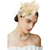 image:imageBABEYOND Fascinators Hats for Women  Tea Party Kentucky Fascinator Flower Derby Hat Linen Feathers Headband with Hair ClipBeige