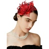 image:imageBABEYOND Fascinators Hats for Women  Tea Party Kentucky Fascinator Flower Derby Hat Linen Feathers Headband with Hair ClipRed