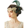 image:imageBABEYOND Flapper Headpiece for Women  1920s Headband Roaring 20s Gatsby Accessories Peacock Feather Tassel ChainBeigeGreen