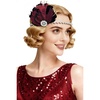 image:imageBABEYOND Flapper Headpiece for Women  1920s Headband Roaring 20s Great Gatsby Accessories Rhinestone Feather Hair ClipWine Red