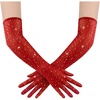 image:imageBABEYOND Mesh Gloves for Women  Long Rhinestone Tulle Sheer Sparkly Elbow Length Stretchy Accessory for Opera PartyRed