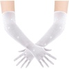 image:imageBABEYOND Mesh Gloves for Women  Long Rhinestone Tulle Sheer Sparkly Elbow Length Stretchy Accessory for Opera PartyWhite