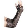 image:imageBABEYOND Opera Gloves for Women  Long Fingerless Sequin Sparkling Glitter Gloves Tea Party Stretchy Adult Size Elbow LengthBlack