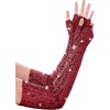 image:imageBABEYOND Opera Gloves for Women  Long Fingerless Sequin Sparkling Glitter Gloves Tea Party Stretchy Adult Size Elbow LengthWine Red