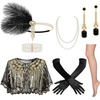 image:imageBABEYOND Roaring 20s Flapper Costume Accessories Set Great Gatsby Party Outfit Feather Headpiece for WomenBlack Gold