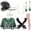 image:imageBABEYOND Roaring 20s Flapper Costume Accessories Set Great Gatsby Party Outfit Feather Headpiece for WomenGreen