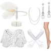 image:imageBABEYOND Roaring 20s Flapper Costume Accessories Set Great Gatsby Party Outfit Feather Headpiece for WomenWhite