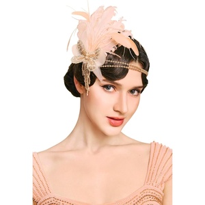 image:imageBABEYOND 1920s Feather Headband Accessory  Vintage Flapper Headpiece for Gatsby Party Roaring 20s CostumeChampagne
