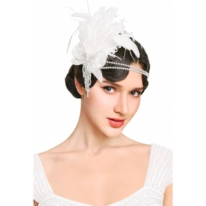 image:imageBABEYOND 1920s Feather Headband Accessory  Vintage Flapper Headpiece for Gatsby Party Roaring 20s CostumeWhite