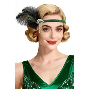 image:imageBABEYOND 1920s Flapper Headband for Women Peacock Feather Rhinestone Gatsby Headpiece Vintage Great Gatsby Costume Accessory GreenGreen