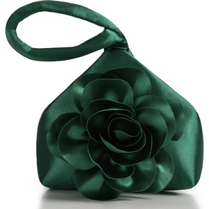image:imageBABEYOND Clutch Purses for Women  Evening Bags Flower Satin Handbag Classy Wristlet Purse for Party Daily WeddingDark Green