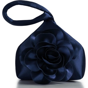 image:imageBABEYOND Clutch Purses for Women  Evening Bags Flower Satin Handbag Classy Wristlet Purse for Party Daily WeddingNavy